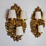 Paire d'appliques Frolaes par Italo Valenti, laiton Espagne 197