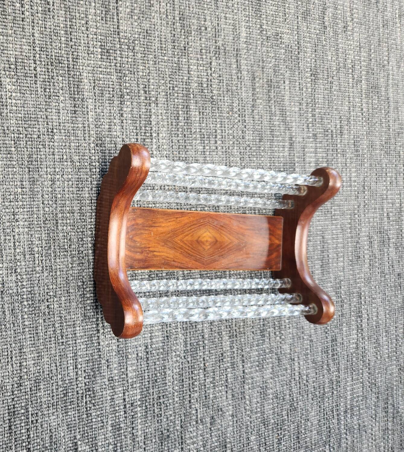 Corbeille en bois et cristal : Art Déco