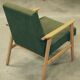 Vintage wood armchair boho green leaf oryginal from Mid century modern 1970 light wood chair salon