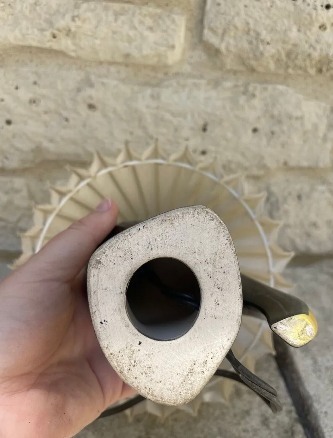 50s Vallauris black and yellow ceramic lamp