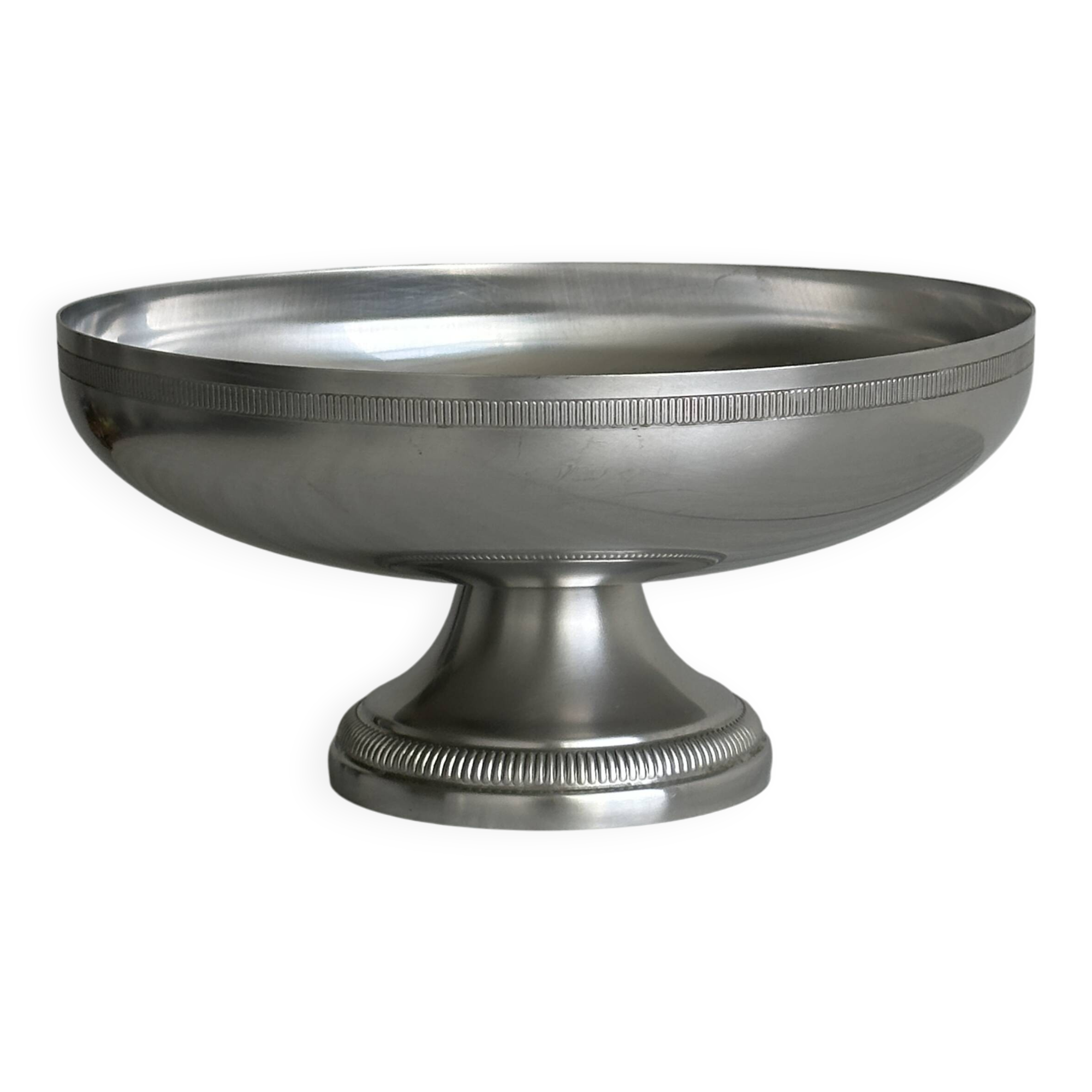 Large brushed stainless steel salad bowl
