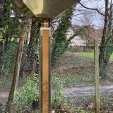 Square Art Deco vintage halogen floor lamp in gilded brass