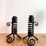 Two push candle holders with handle