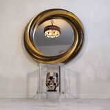 Victorian English Round Grand Mirror – Gilded Wood & Bevelled Glass