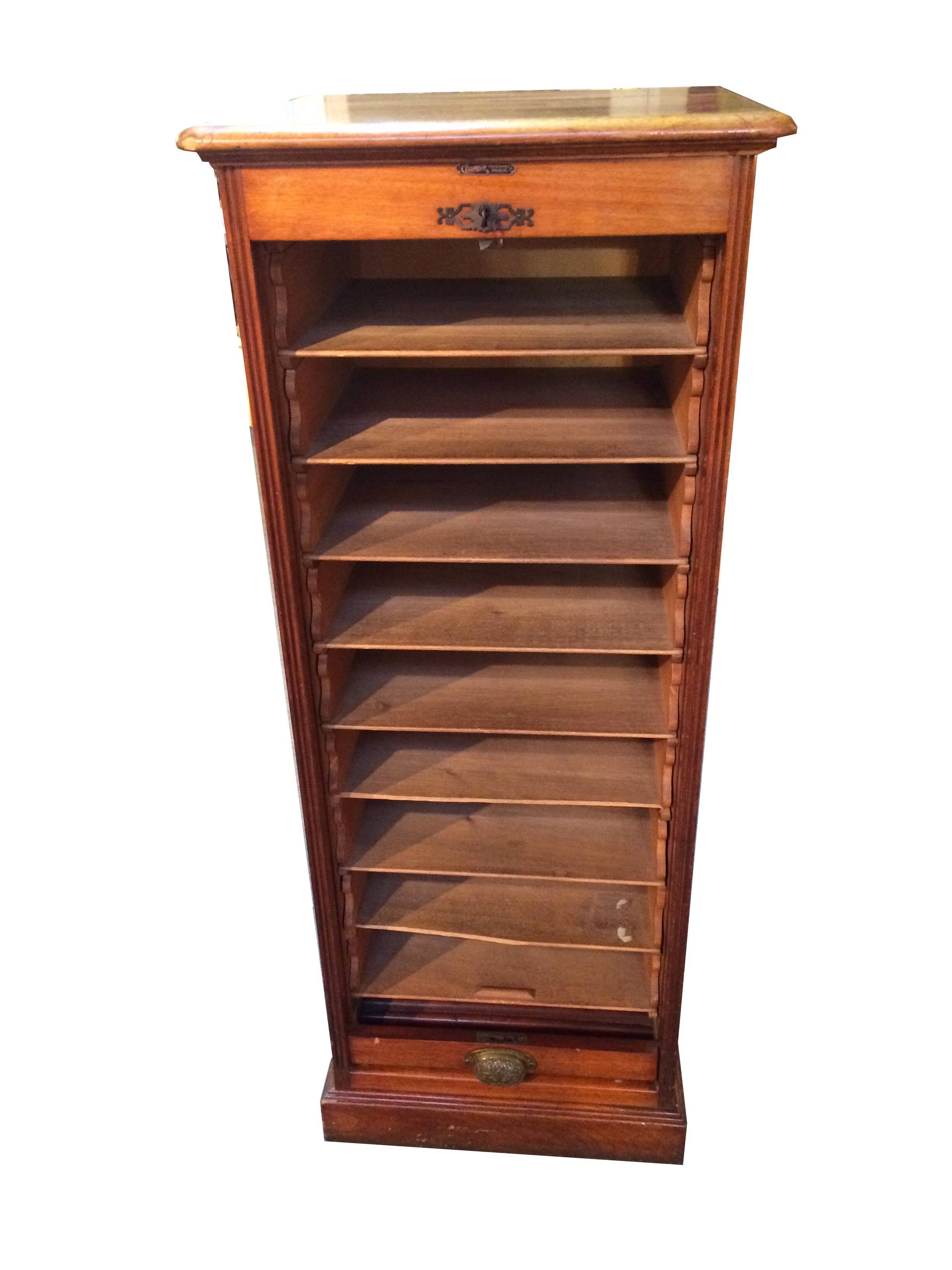 Rare workbook has curtain cosmos end mahogany XIX notary