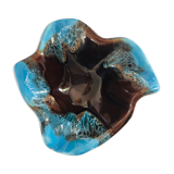 Blue and brown flamed vintage ashtray