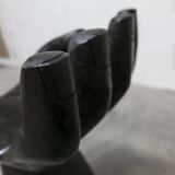 Tabouret, chaise en forme de main, noir et en bois sculpté