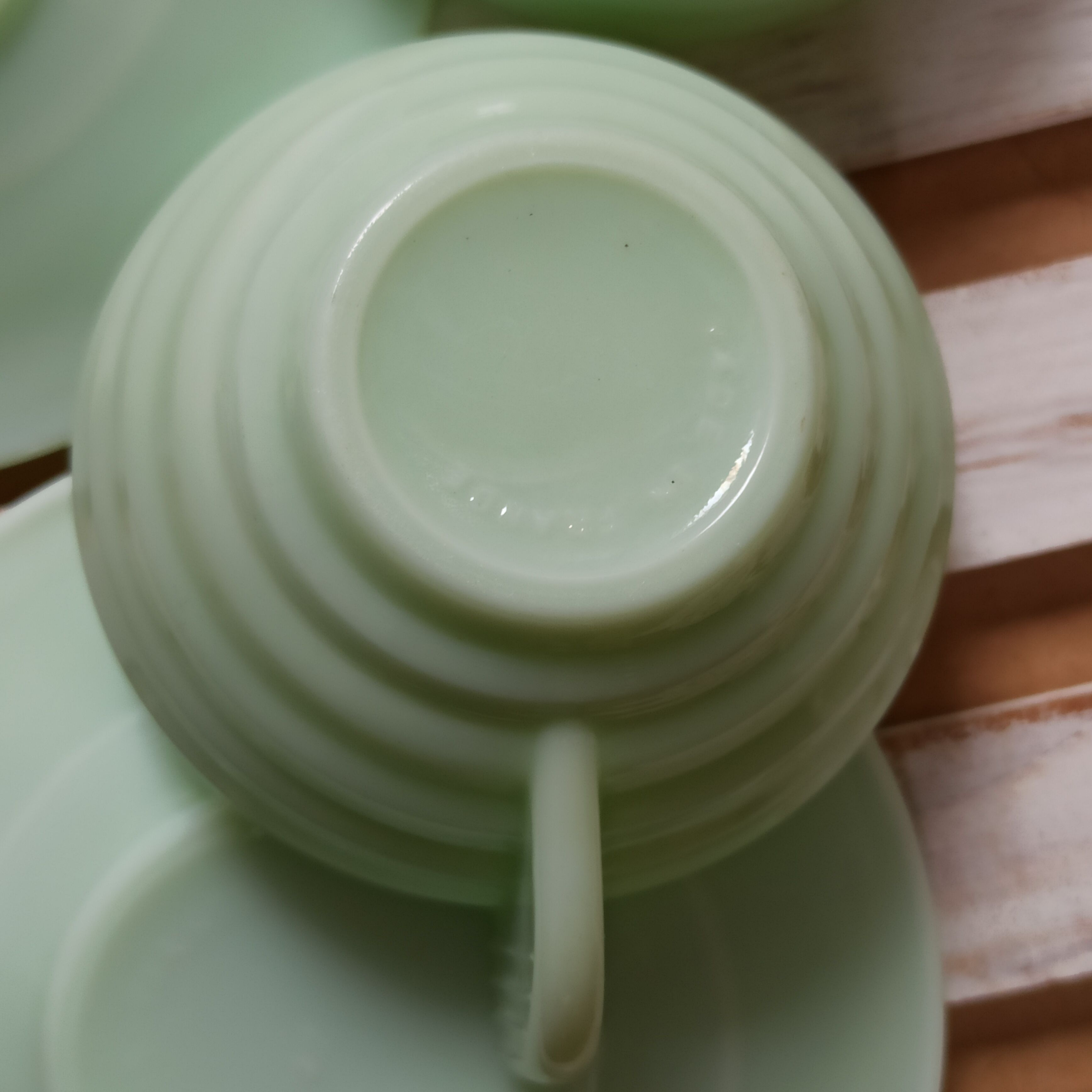 Opaline green art deco jadeite cups