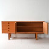 Scandinavian vintage oak sideboard with drawers and doors