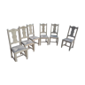 Lot de 6 chaises sculptées en bois massif