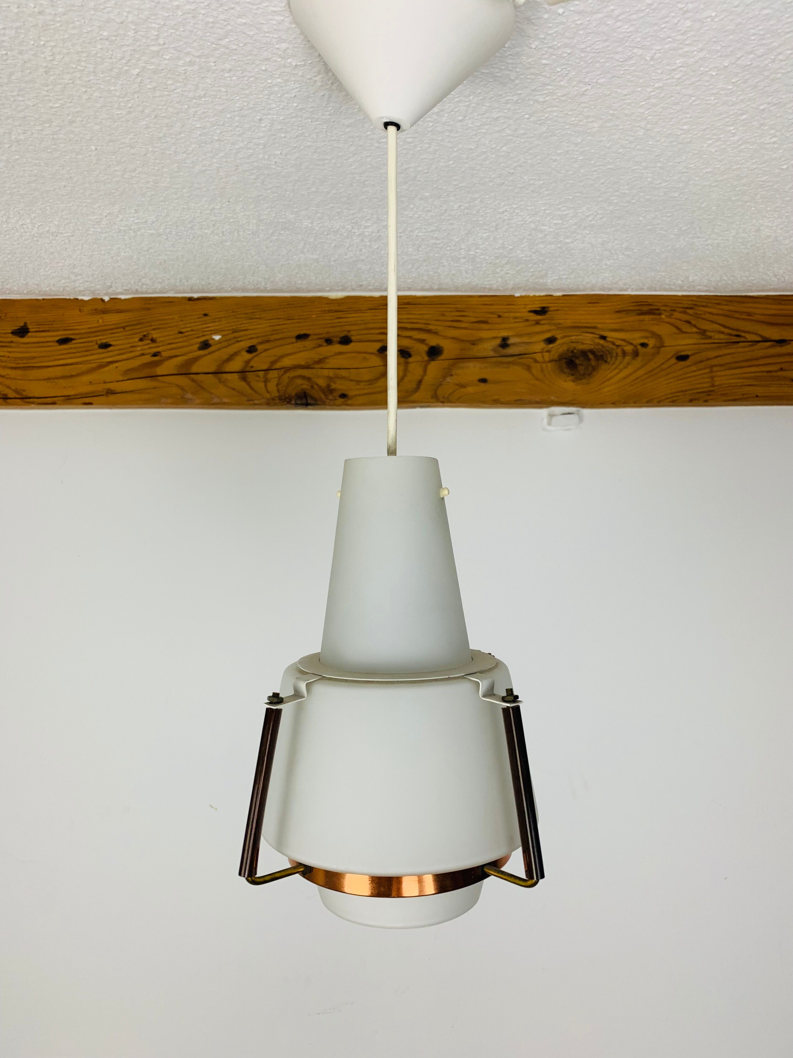 Opaline and brass suspension Scandinavian style 60s