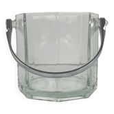 Octagonal glass ice bucket with metal handle, 1970s/80s, France