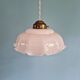 Duo de suspensions en opaline festonnée rose, années 1920-30