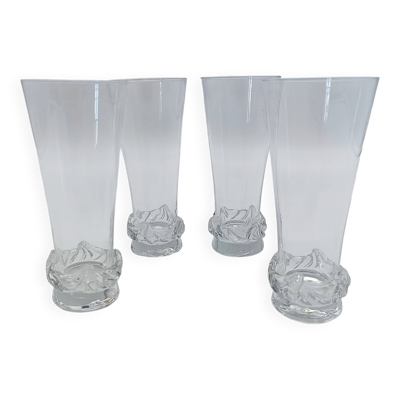 4 flûtes à champagne en cristal de Daum france modèle Sorcy