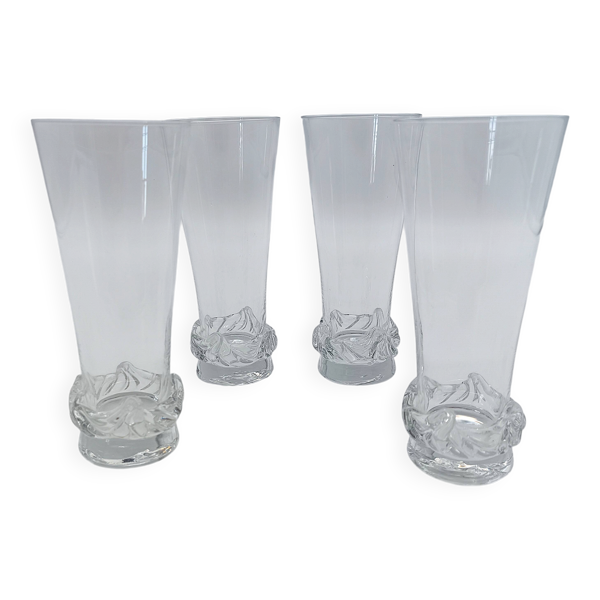 4 flûtes à champagne en cristal de Daum france modèle Sorcy