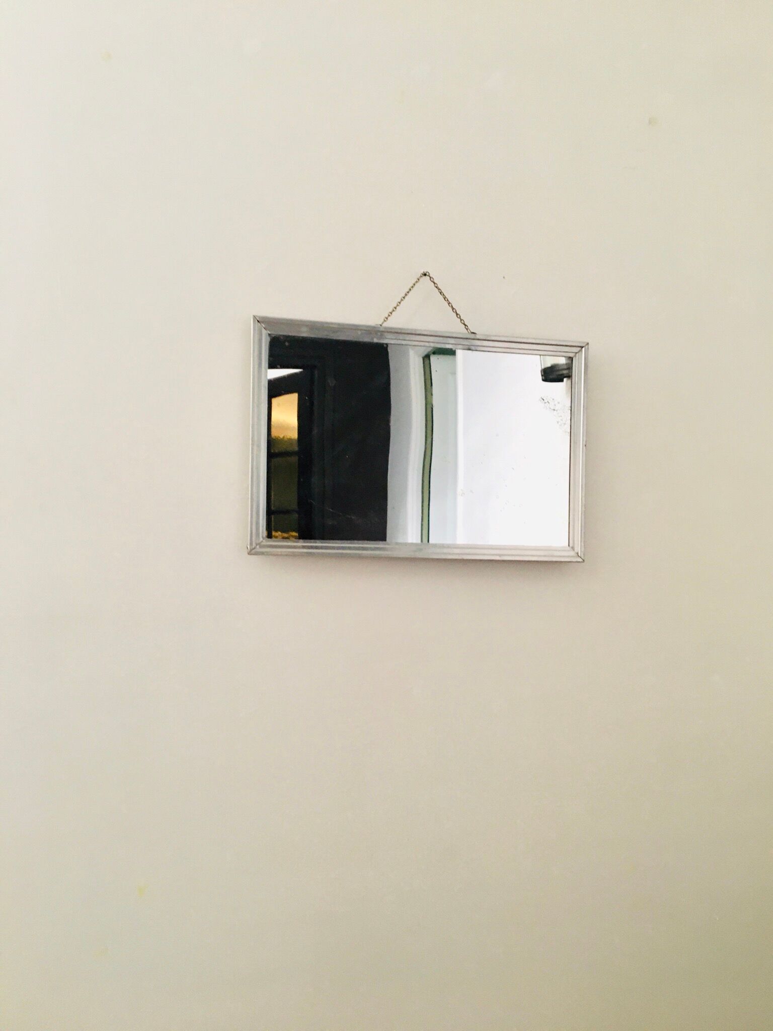 Metal mirror to hang, 50s/60s - 24x38cm