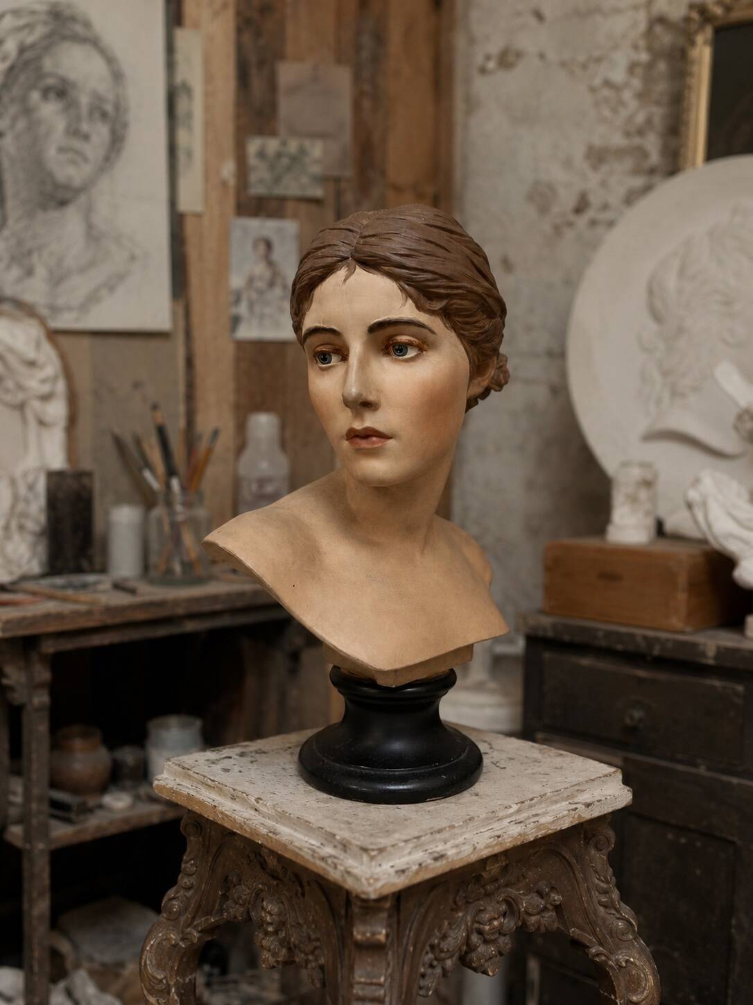 Buste de femme en platre