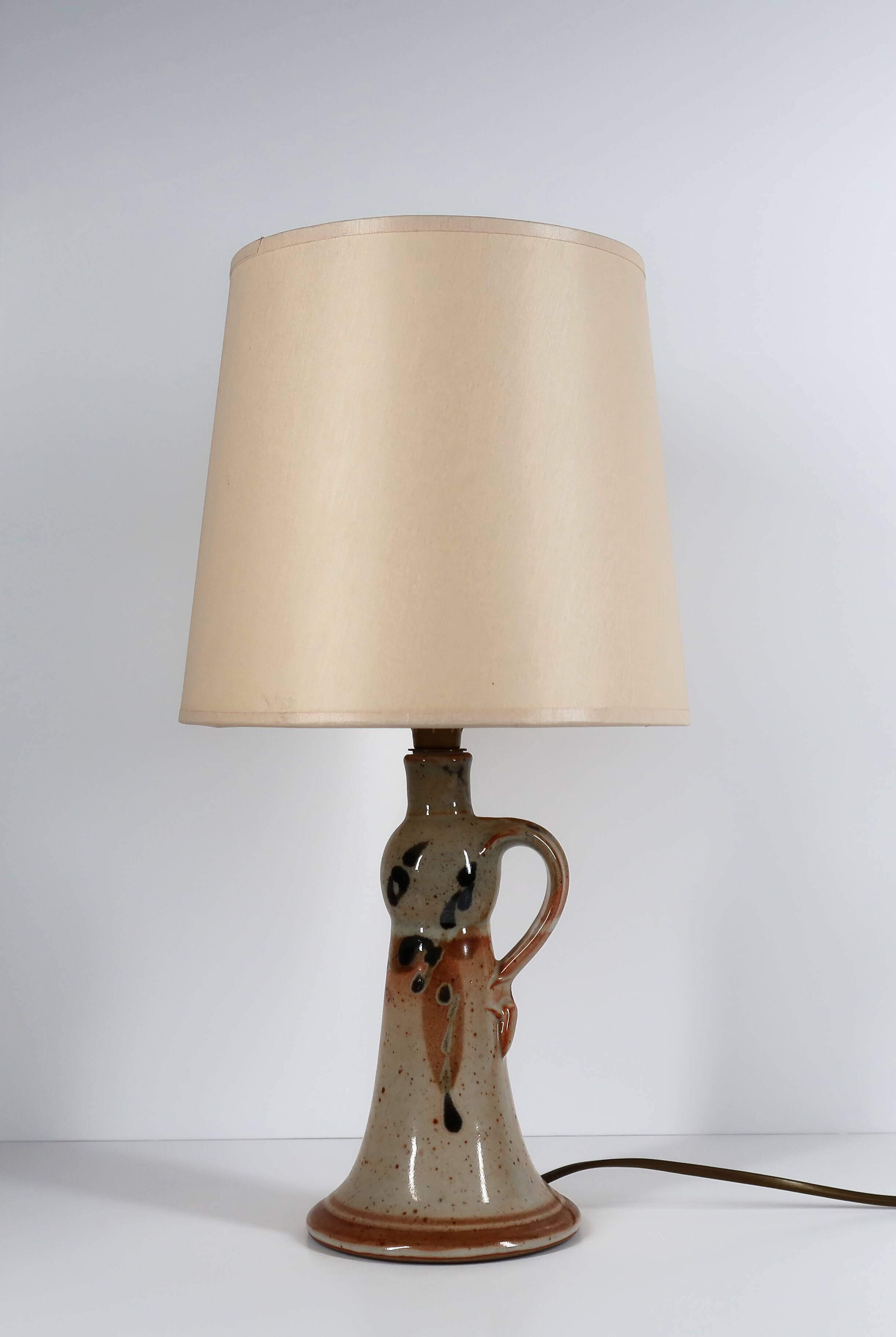 Handcrafted sandstone lamp signed Blanot, circa 1970