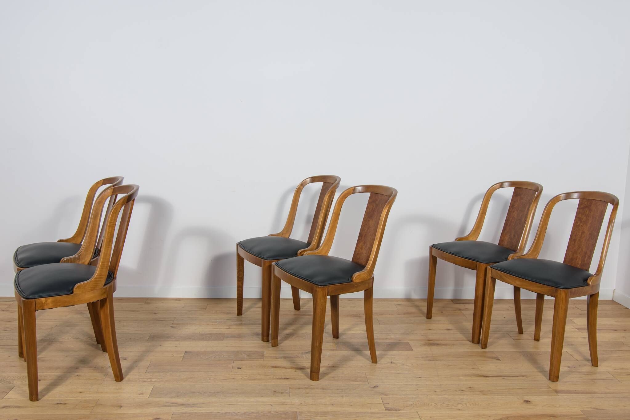 Art Deco Dining Chairs Gondola, Rene Melin, France, 1930s, Set of 6