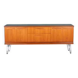 Buffet long Meredew rétro en teck des années 1960 sur pieds en épingle à cheveux