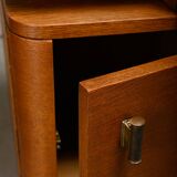 Pair Art Deco Nightstands or Bedside tables Oak and Glass, Netherlands, 193
