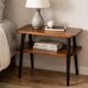 Table d’appoint / chevet scandinave à double plateau Suède 1960