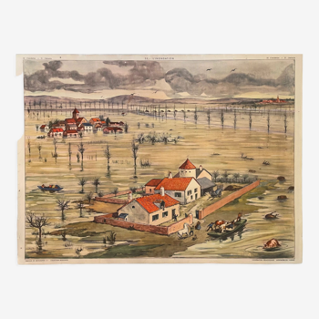 School poster Flood and Estuary Montmorillon Rossignol