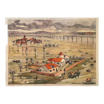 School poster Flood and Estuary Montmorillon Rossignol