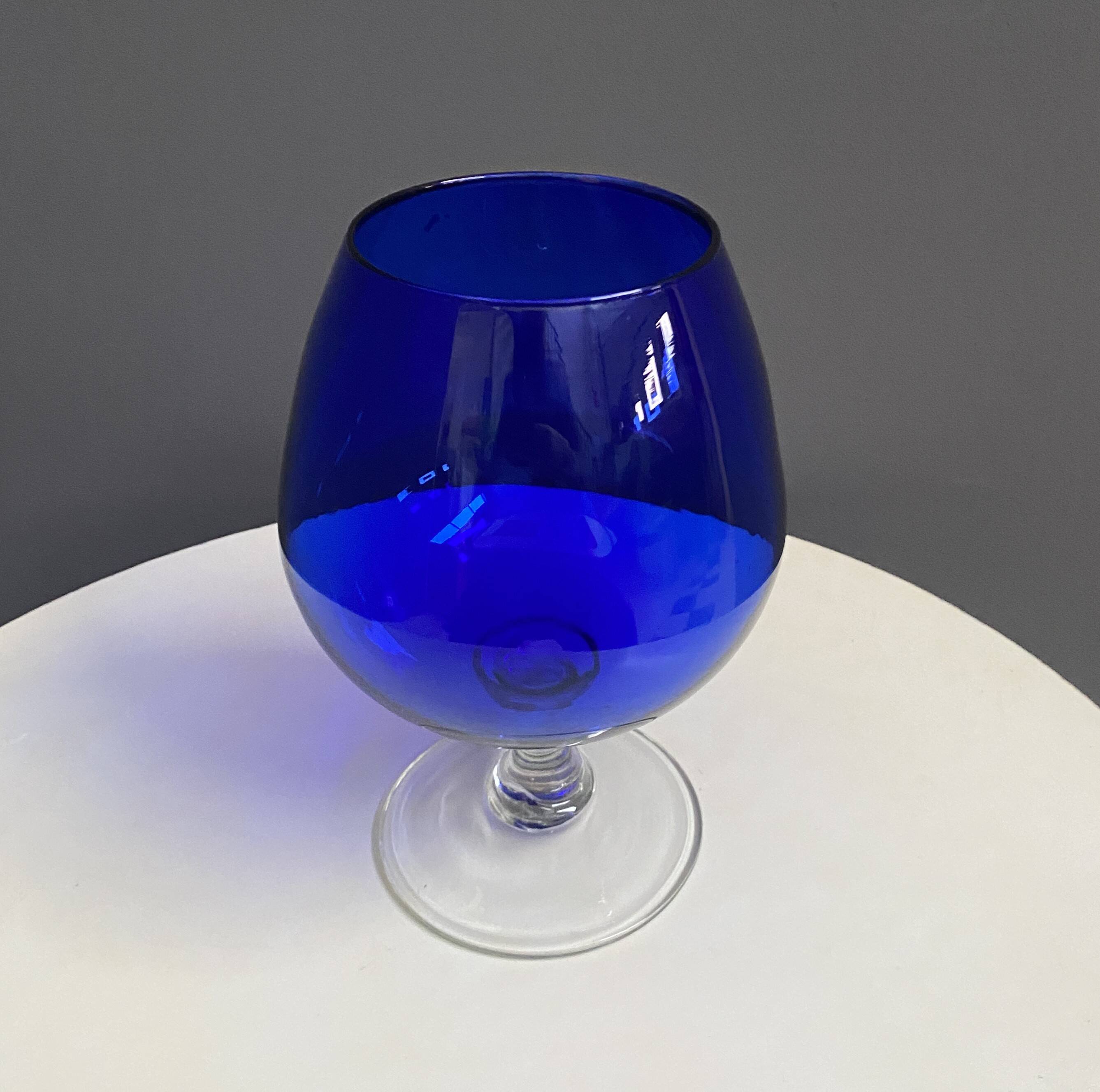 Empoli dark blue large glass shape vase 1960s