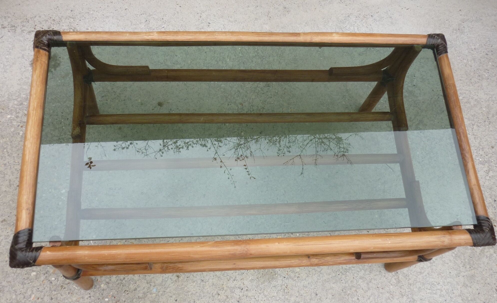 Bamboo coffee table and smoked glass