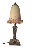 nickel lamp 1900 chiseled, glass paste eggshell and fuchsia 40x9 magnificent