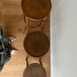 Set of 3 curved wooden bistro stools – Michael Thonet style –