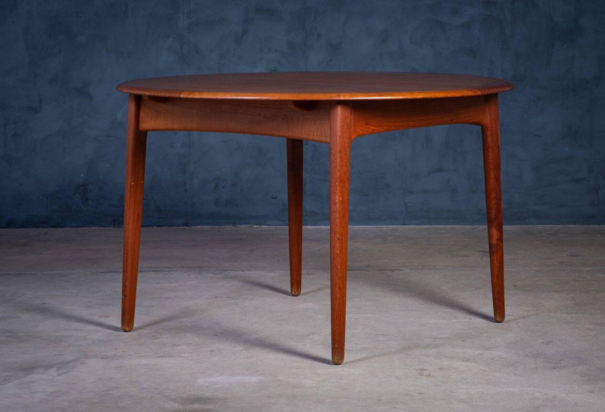 Round Teak Dining Table with Butterfly Extension by Svend Aage Madsen for K. Knudsen, 1960s