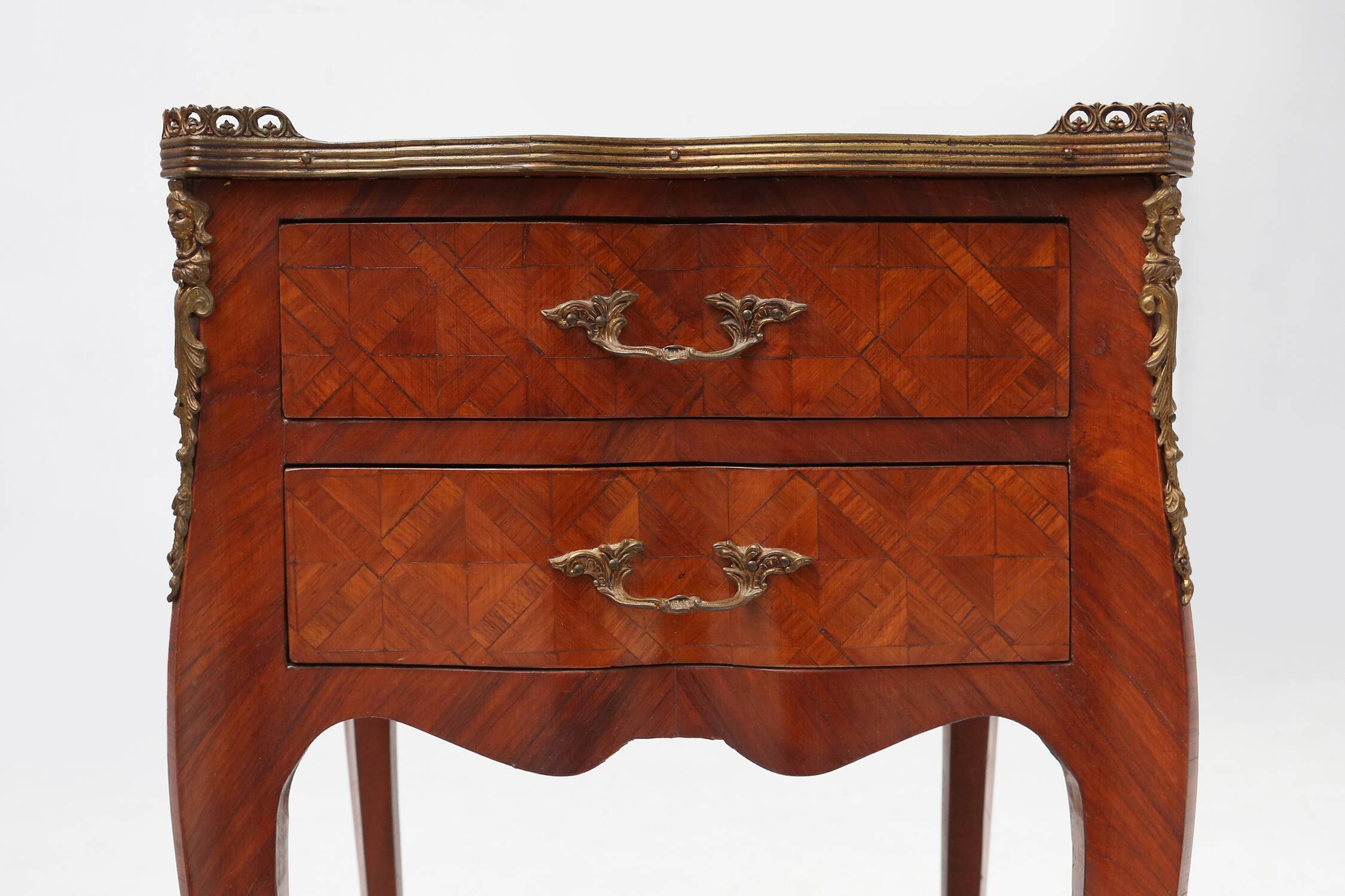 Exquisite pair of Louis XVI bedside tables, Belgium ca. 1950