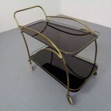 Mid-Century French Brass & Glass Serving Bar Cart, 1960s