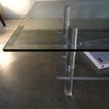Plexiglas and glass coffee table - design 1980