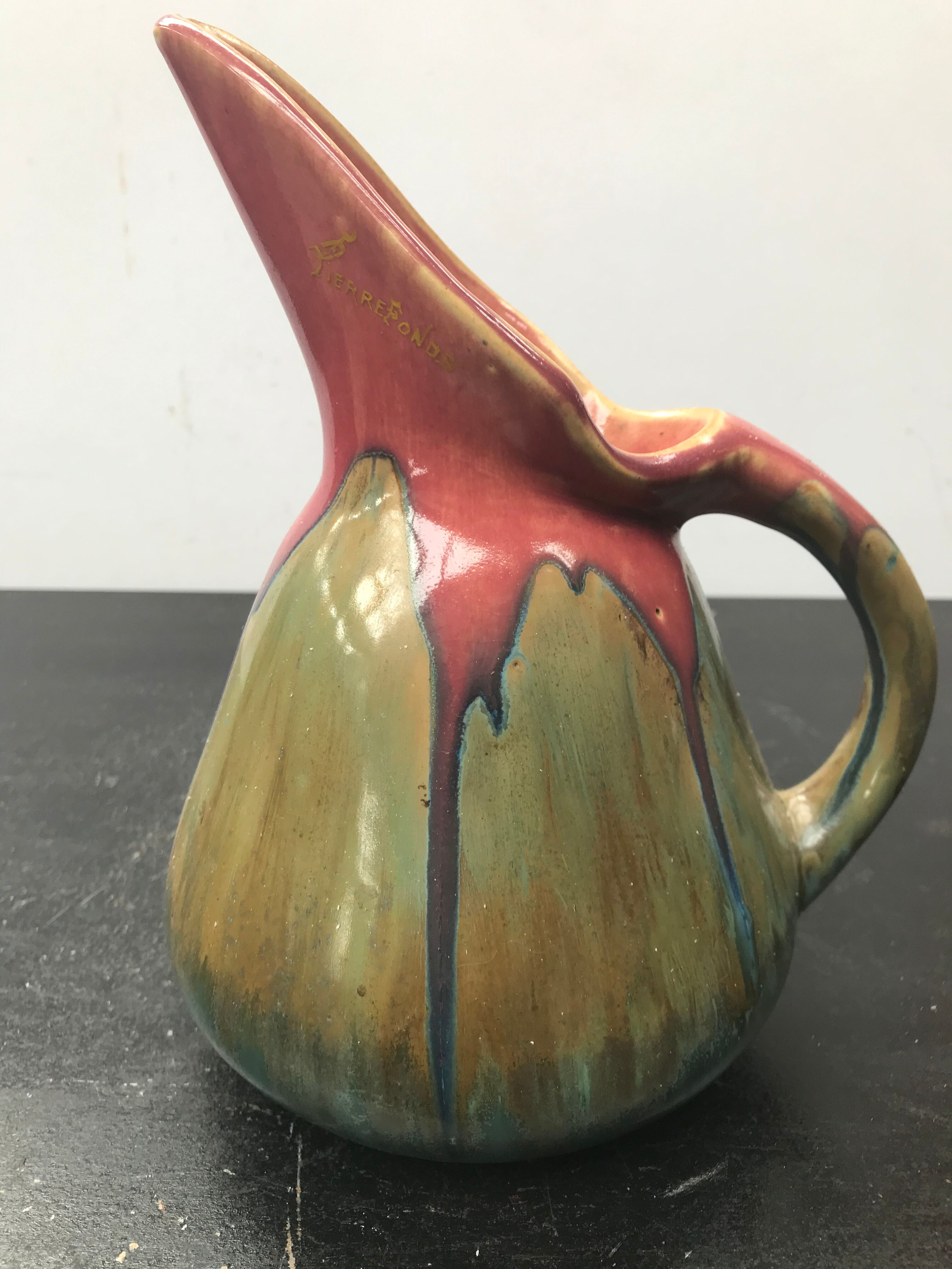 Former pitcher bec ceramics rose - vintage blue