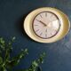 Vintage ceramic clock oval silent wall clock "Jaz yellow white gold"