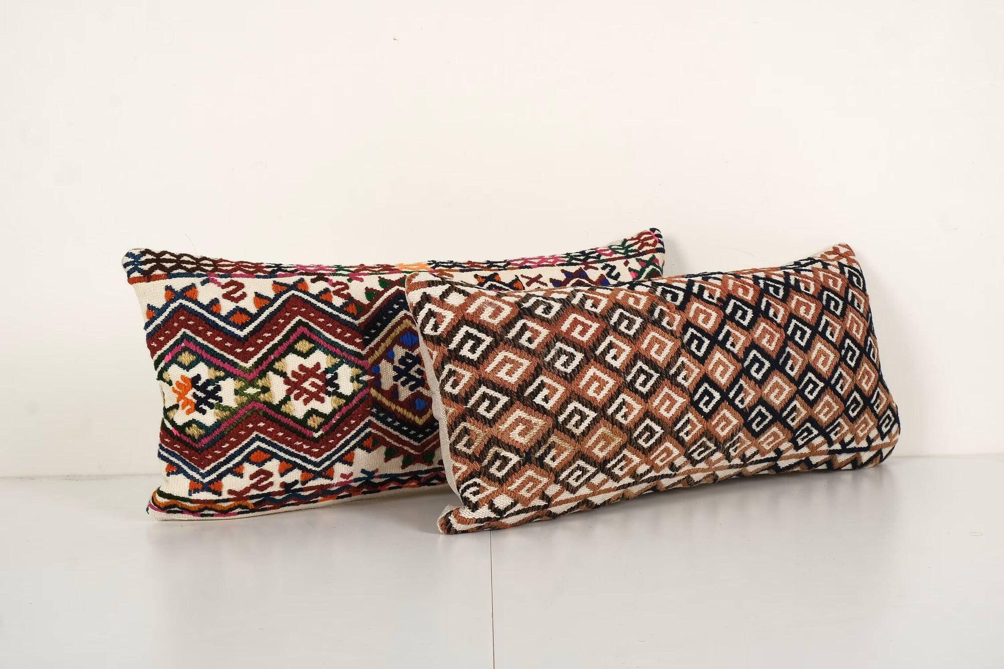 Set of 2 vintage Turkish cushion covers 25x61 cm