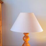 Scandinavian turned wooden lamp 60s
