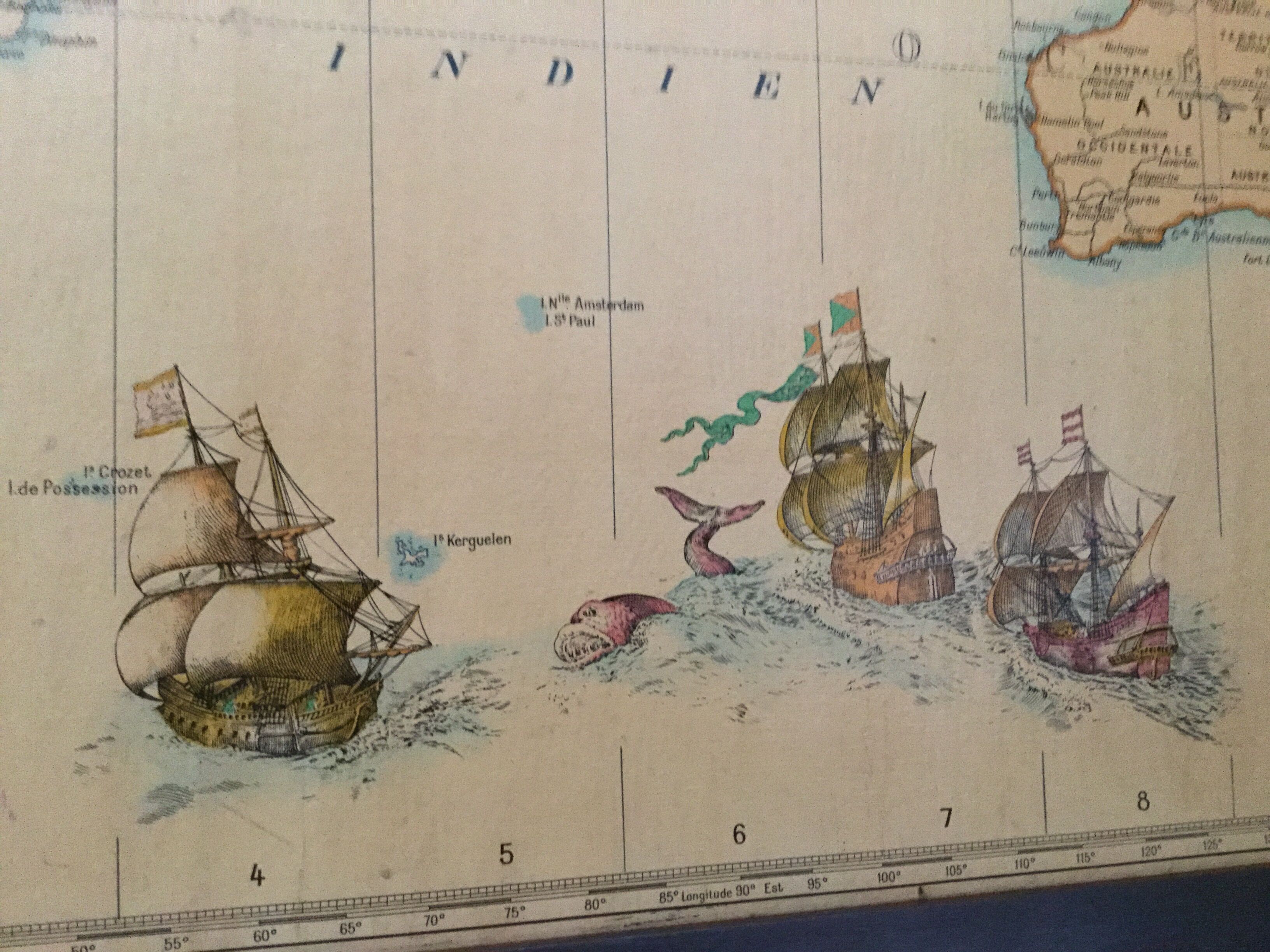 Earth planisphere Girard and Barrére from 1960