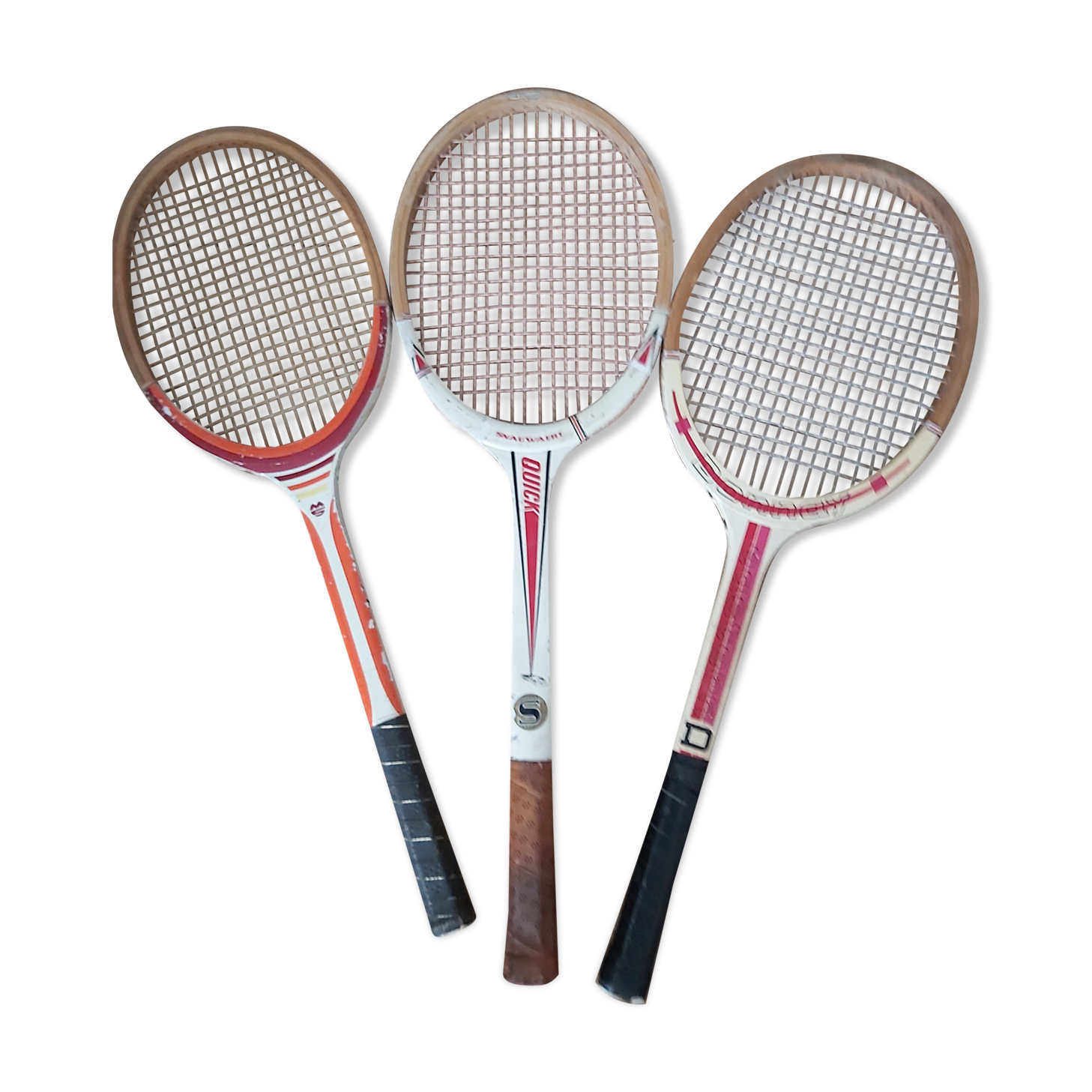 Series of 3 vintage tennis rackets