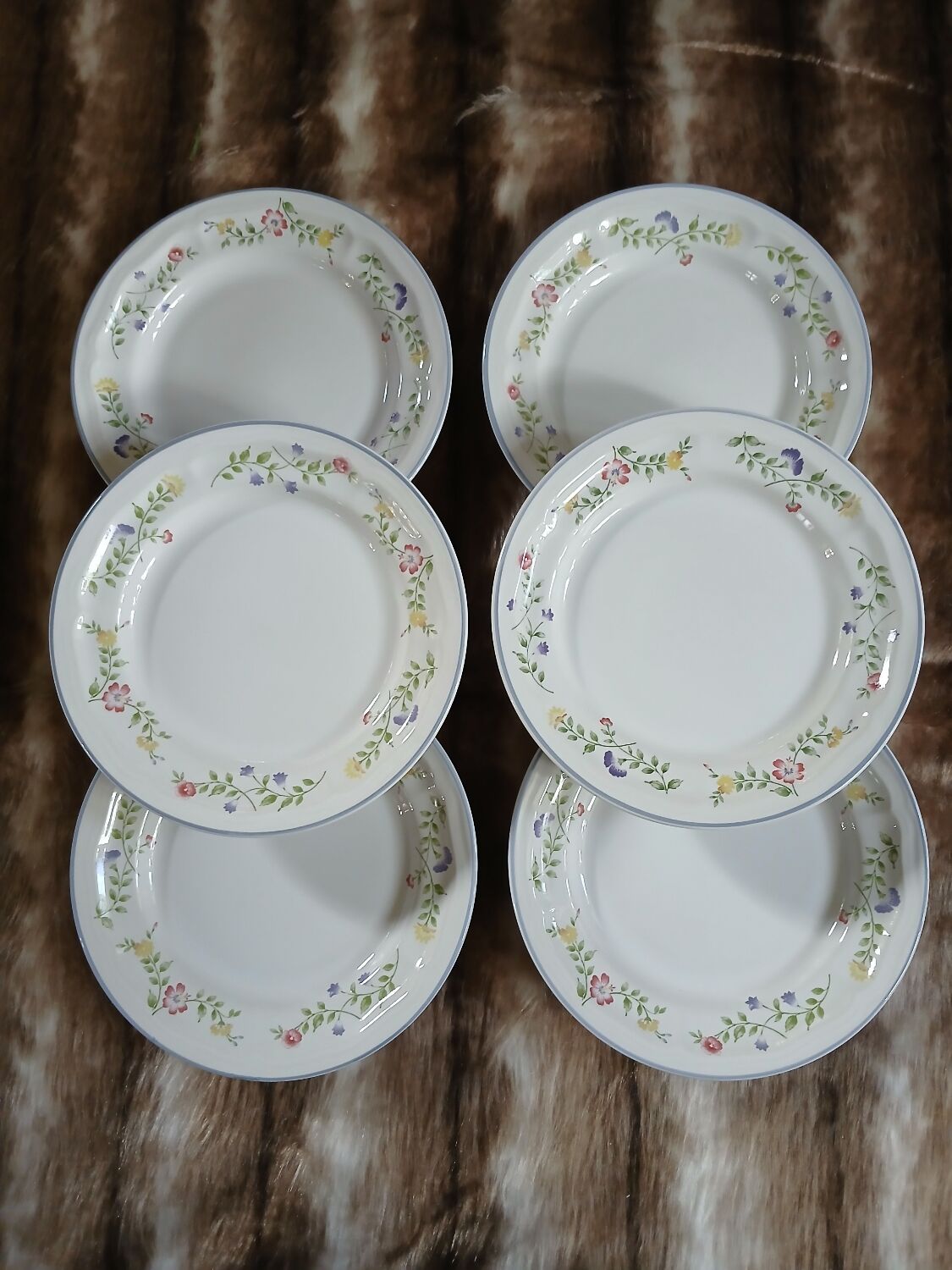 6 antique dessert plates "English Garden"