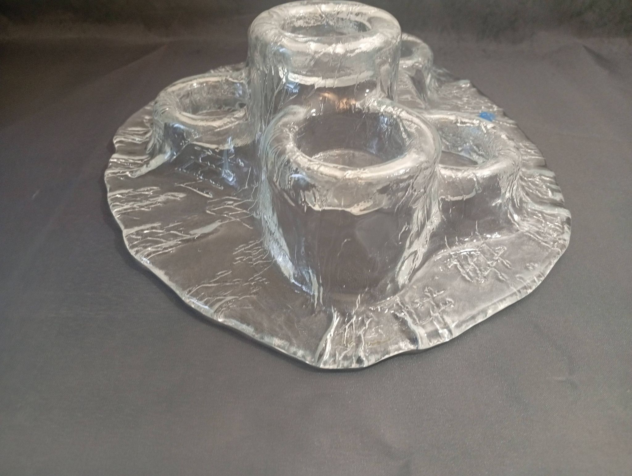 "Volcano" glass candlestick by Pertti Kallioinen for Meri Lasi, Finland
