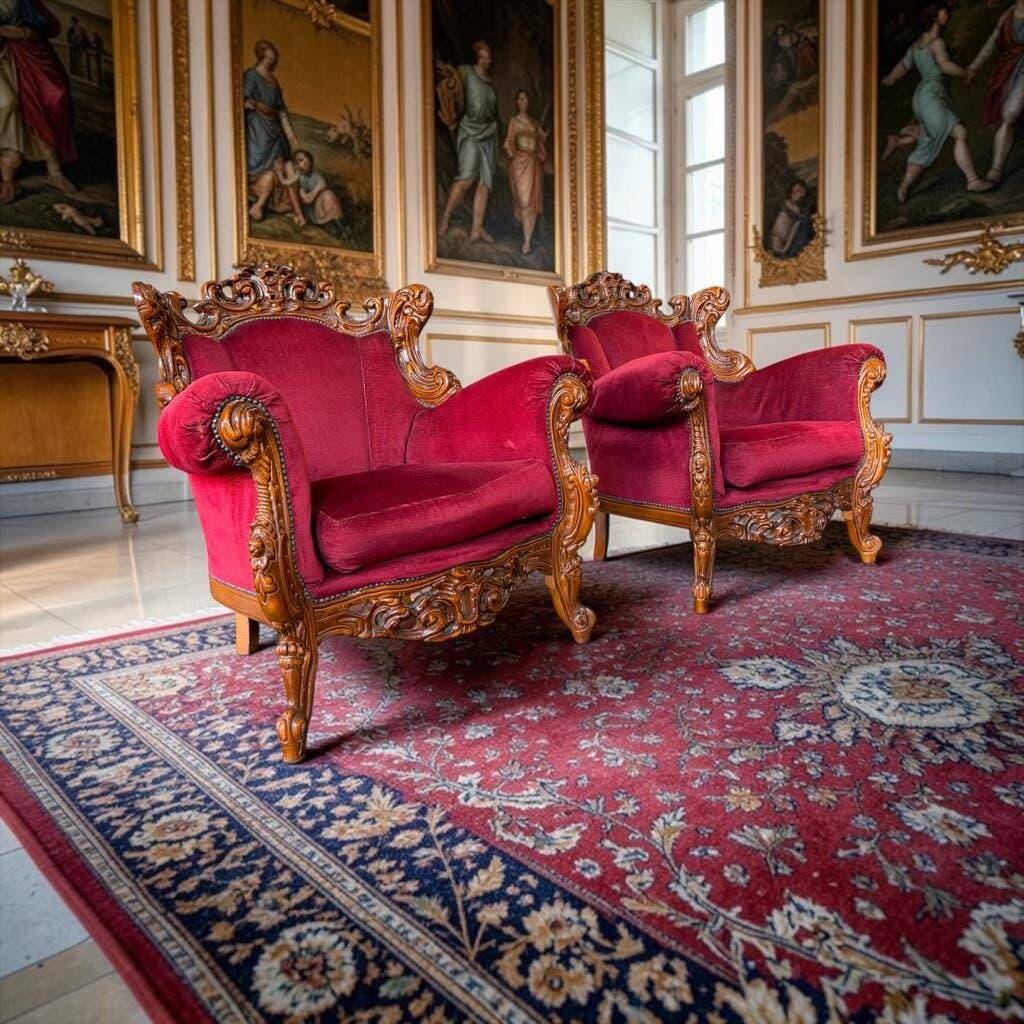 Set de 2 fauteuils baroques vintage / fauteuils / sièges