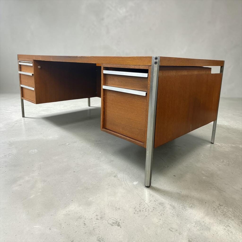 XL vintage wooden desk De Coene 'EFAC M20 Cotribel'