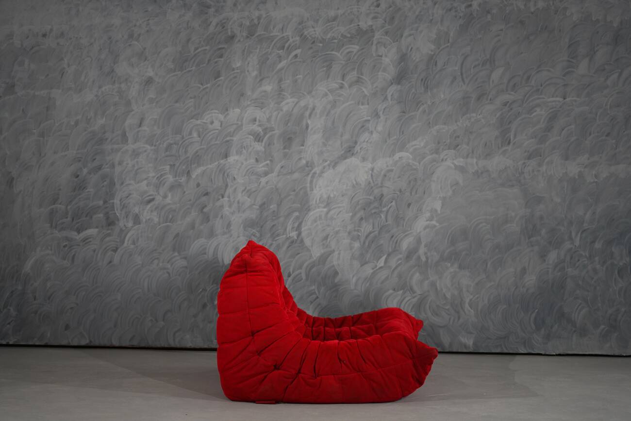 Red Alcantara Togo 2-seater sofa and corner by Michel Ducaroy for Ligne Roset, 2000s