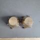 Pair of crown candle holders in brass