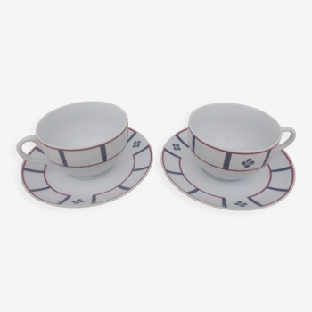 Lot de 2 tasses déjeuners basque bleu et rouge avec croix basque