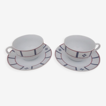 Set of 2 blue and red Basque lunch cups with Basque cross